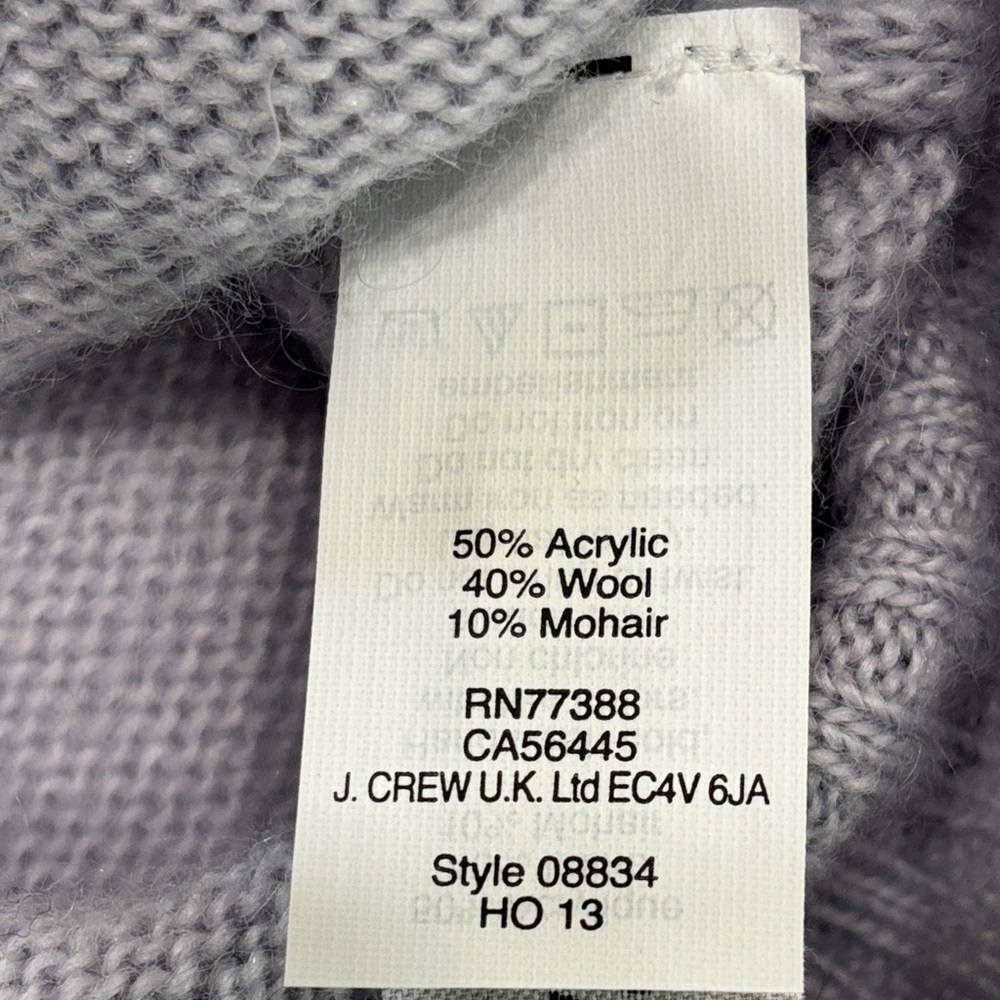 J. Crew Light Purple Sweater Floral Embellishments Womens Medium Wool Blend - Picture 7 of 8